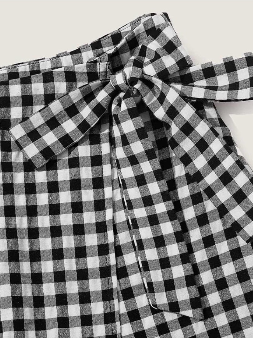 Nwt Black & White Gingham Wrap Mini Skort With Side Tie — image 3 of 6